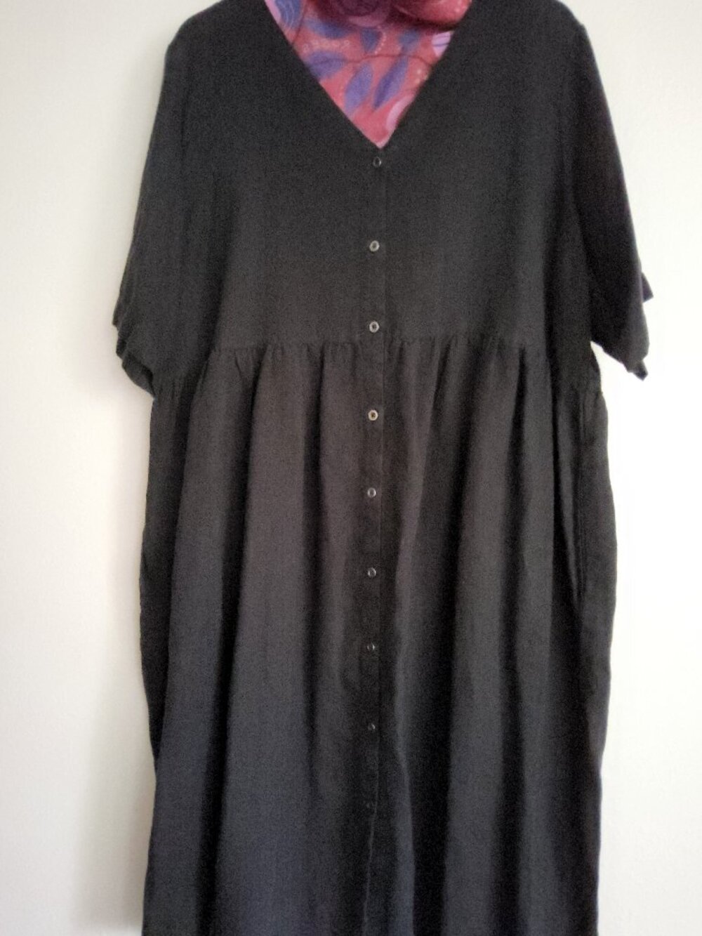 NWT Gudrun Sjoden Black Swedish Linen Button Front Midi Dress XL NEW - Picture 4 of 8